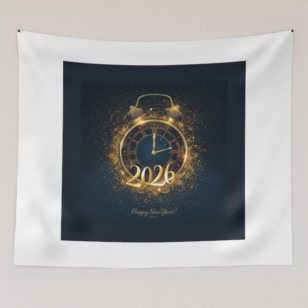 Item preview, clock striking midnight with golden sparkles, “Happy New Year 2025”, festive vector  designed and sold by tsintsinshop.