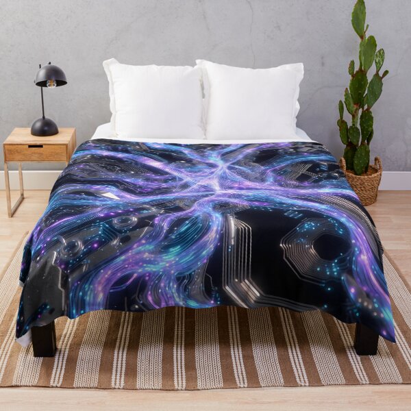 Item preview, Scifi Theme Bluish Purple Texture of Asymmetrical Glowing Biological Neuron Synapses (image size 7840x11680) designed and sold by Digital-Davinci.