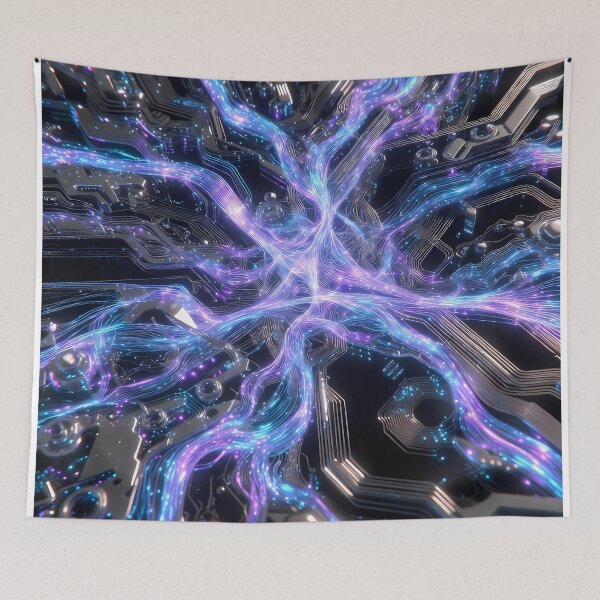 Item preview, Scifi Theme Bluish Purple Texture of Asymmetrical Glowing Biological Neuron Synapses (image size 7840x11680) designed and sold by Digital-Davinci.