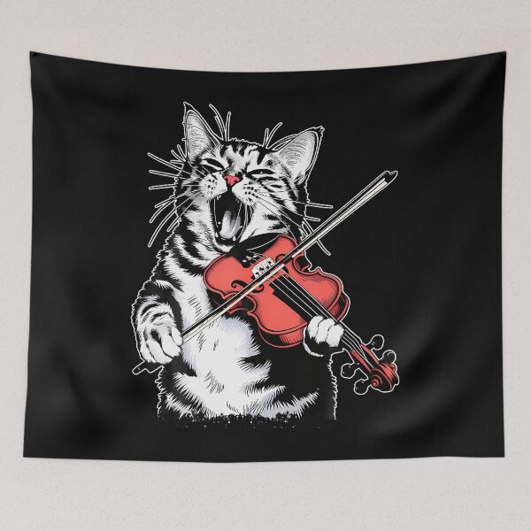 Item preview, Funny Orchestra Musician Violinist Rock Cat Playing Violin designed and sold by BrittaMichele.