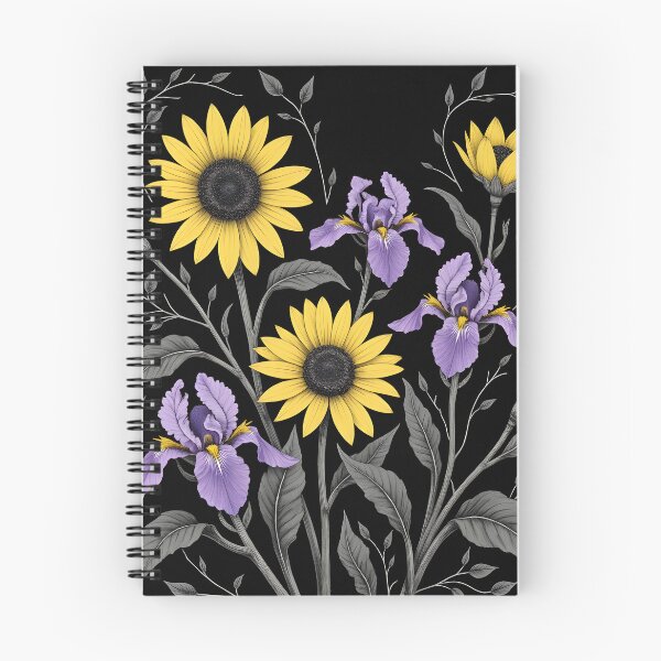 Item preview, Midnight Garden - Sunflower and Iris Flowers designed and sold by Petalandfur.