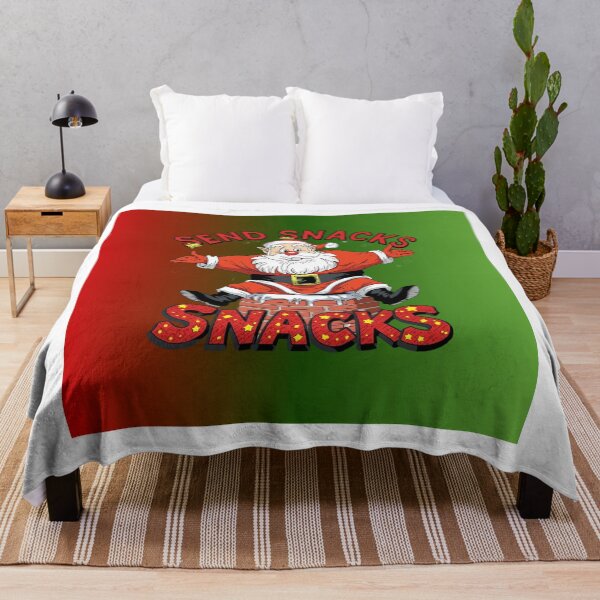 Item preview, funny Santa stuck in chimney, cartoon style, bold outlines, text “Send Snacks designed and sold by tsintsinshop.