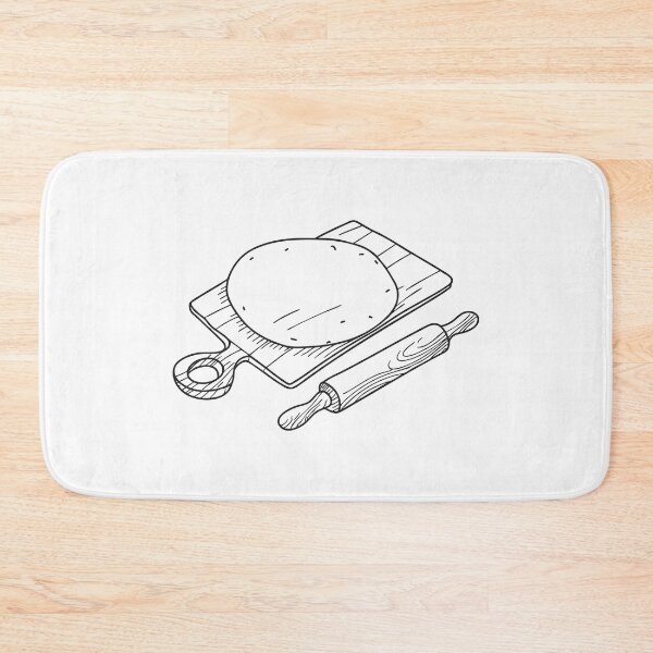 Item preview, A tortilla placed near a rolling pin and flour on a counter designed and sold by rasagamastore.