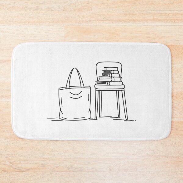 Item preview, A tote bag leaning near a chair with books designed and sold by rasagamastore.