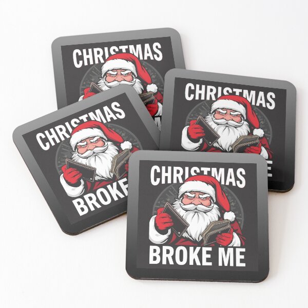 Item preview, Santa holding empty wallet, text “Christmas Broke Me”, bold typography designed and sold by tsintsinshop.