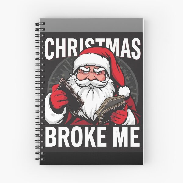 Item preview, Santa holding empty wallet, text “Christmas Broke Me”, bold typography designed and sold by tsintsinshop.