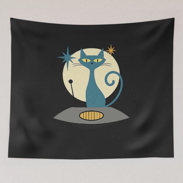 Item preview, Mid Century Modern UFO Cat Retro Futuristic  designed and sold by ArleneRowe.