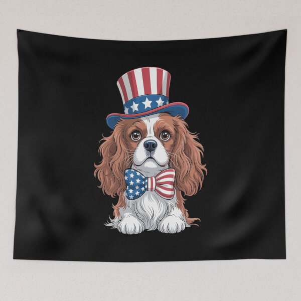 Item preview, Cavalier King Charles Spaniel with USA Flag Independence designed and sold by Catharsiscath.