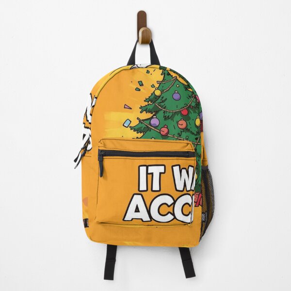 Item preview, cat knocking over Christmas tree, text “It Was an Accident”, meme designed and sold by tsintsinshop.