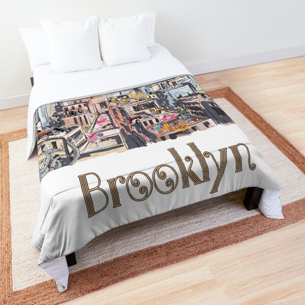 Surreal Pop Art Busy City of Brooklyn Comforter