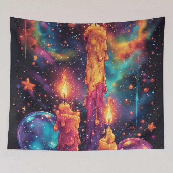 Item preview, Glowing candles in cosmic space designed and sold by Mianku | Für das Leben.