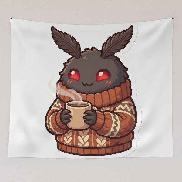 Item preview, Cozy Mothman in a Sweater Drinking Tea designed and sold by StickyGuys.