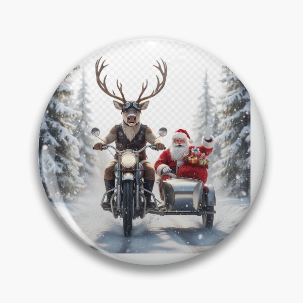Item preview, Reindeer on a Motorcycle: Santa and Rudolph in a Sidecar Sleigh. Dynamic Design for Bikers and Vintage Style Fans. designed and sold by Studiocolors.