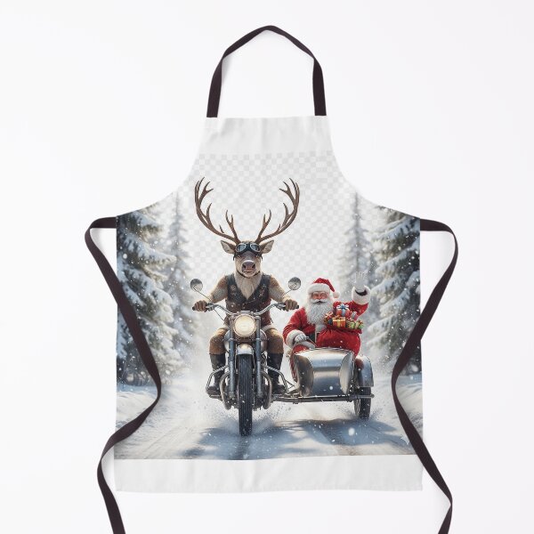Item preview, Reindeer on a Motorcycle: Santa and Rudolph in a Sidecar Sleigh. Dynamic Design for Bikers and Vintage Style Fans. designed and sold by Studiocolors.