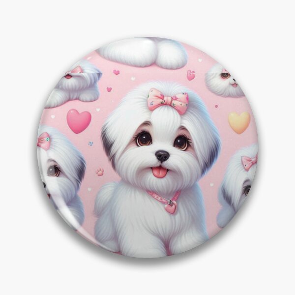 Item preview, Adorable White Coton de Tulear Dogs with Pink Bows designed and sold by Wags & Tails.