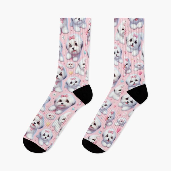 Item preview, Adorable White Coton de Tulear Dogs with Pink Bows designed and sold by Wags & Tails.