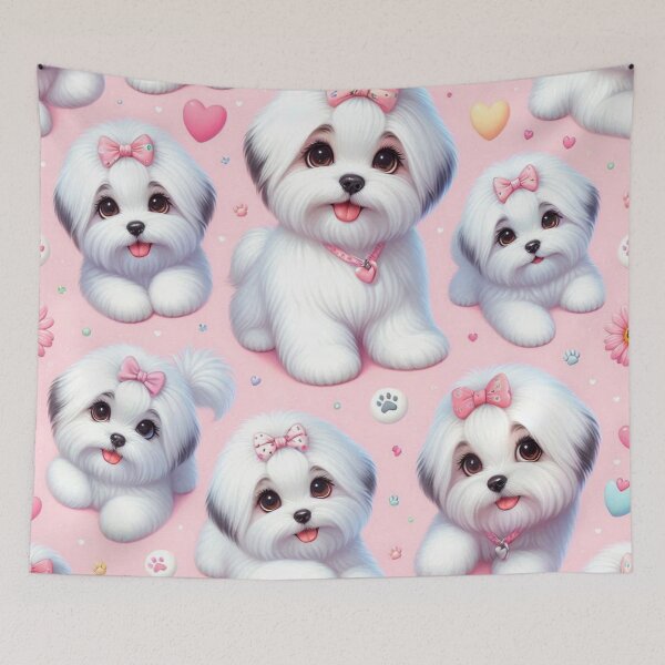 Item preview, Adorable White Coton de Tulear Dogs with Pink Bows designed and sold by Wags & Tails.