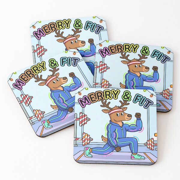 Item preview, Merry & Fit – Funny Christmas Fitness Reindeer Illustration designed and sold by FratddArtworks.