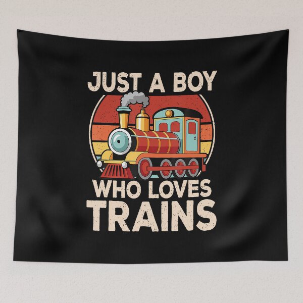 Item preview, Just A Boy Who Loves Trains Model Train Railroad Locomotive designed and sold by AngelaSandra.