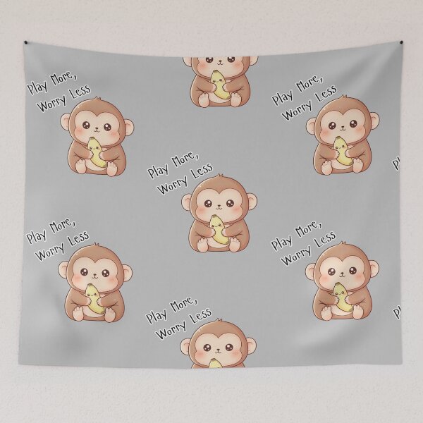 Item preview, Kawaii Lunar Zodiac MONKEY: Play More, Worry Less designed and sold by SebastianSpace.