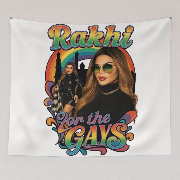 Item preview, Rakhi Sawant with Rainbow & Glam Styling designed and sold by Places On Earth.