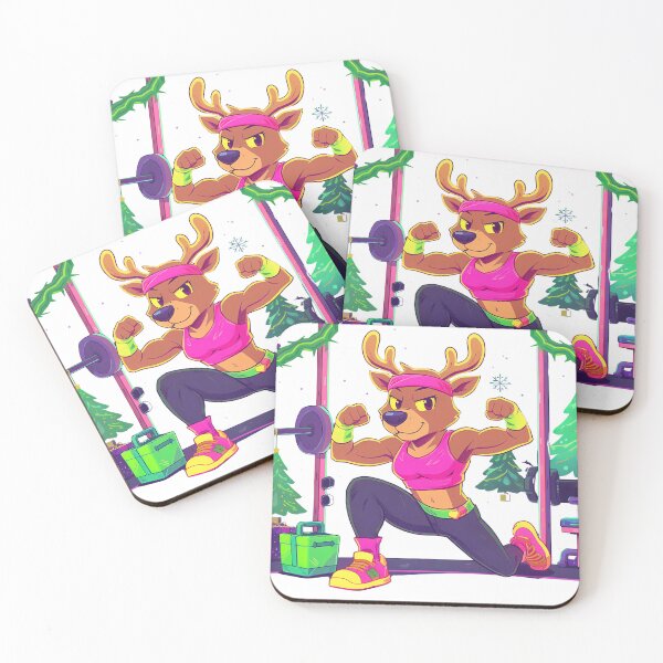 Item preview, Strong & Festive – Female Fitness Reindeer Christmas Illustration designed and sold by FratddArtworks.