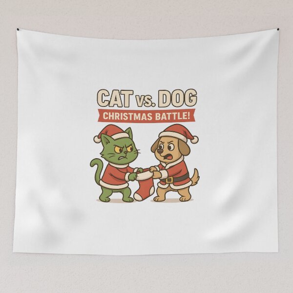 Item preview, Heated Rivalry Christmas – Cat vs Dog Christmas Battle (Stocking Tug-of-War) designed and sold by Sitred123.
