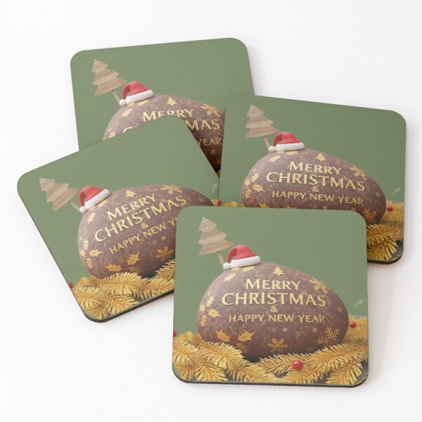 Item preview, Merry Christmas & Happy New Year Festive Rock Decoration Illustration designed and sold by DroolWorthyUS.