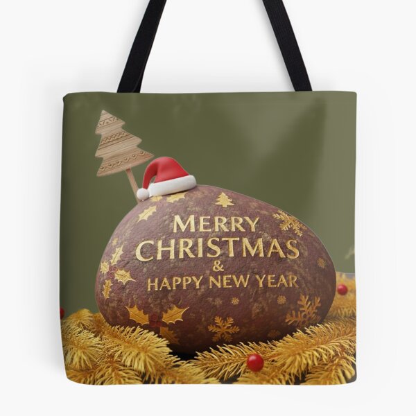 Item preview, Merry Christmas & Happy New Year Festive Rock Decoration Illustration designed and sold by DroolWorthyUS.