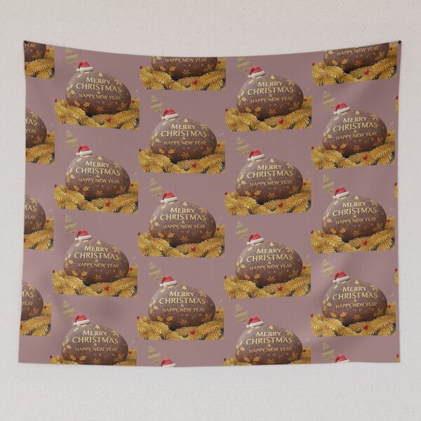 Item preview, Merry Christmas & Happy New Year Festive Rock Decoration Illustration designed and sold by DroolWorthyUS.