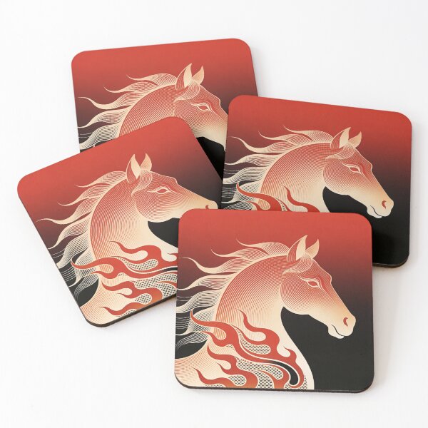 Item preview, Majestic Fire Horse Portrait in Stylized Line Art designed and sold by zzz888.