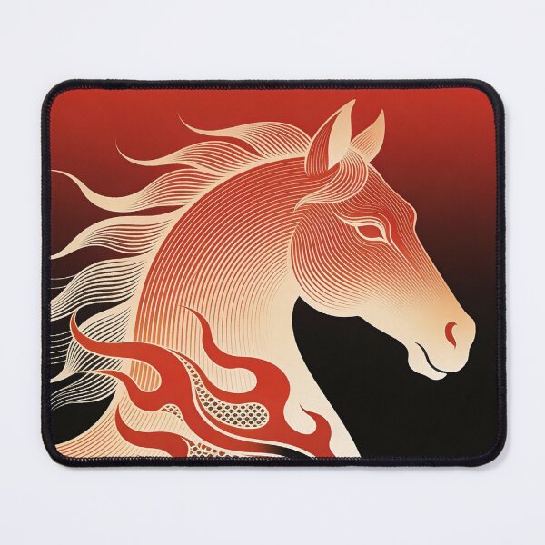 Item preview, Majestic Fire Horse Portrait in Stylized Line Art designed and sold by zzz888.