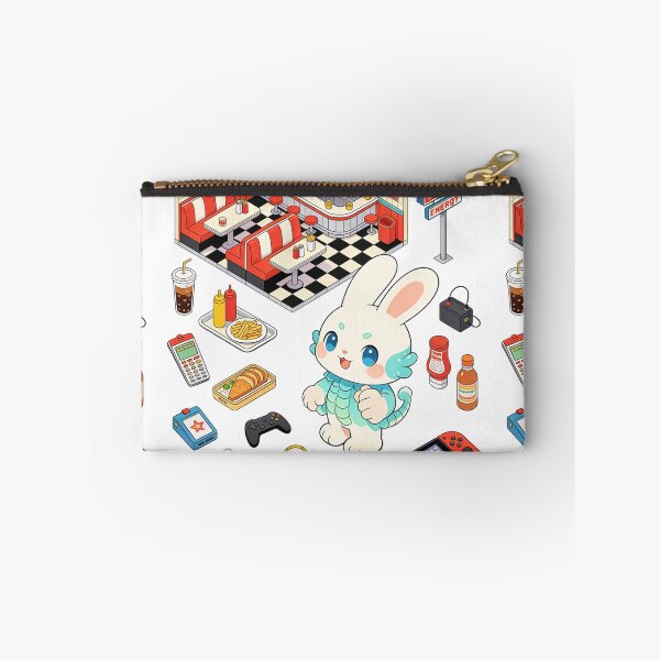Item preview, Isometric Retro Diner: Kawaii Dragon Bunny and Fast Food Gaming Aesthetic Illustration designed and sold by Cherrydora.