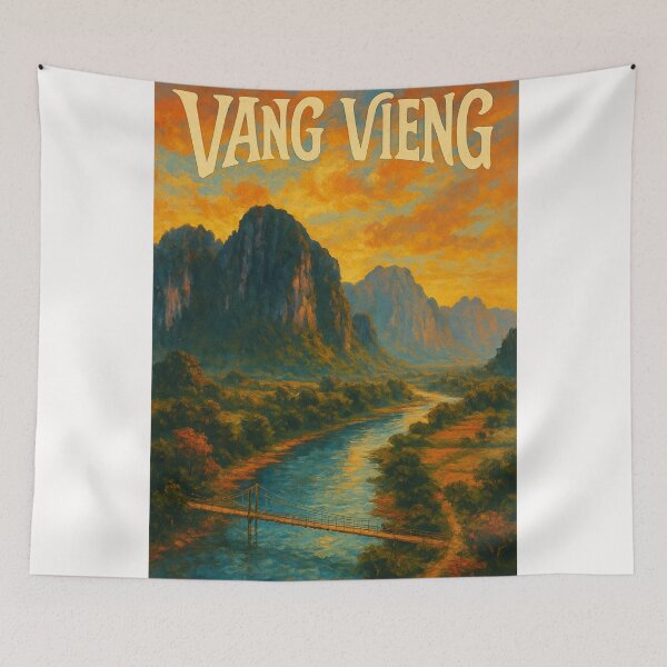Item preview,  Vang Vieng Mountain Landscape Along the Nam Song River designed and sold by Places On Earth.