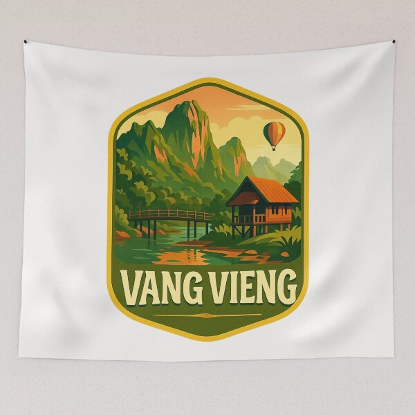 Item preview,  Hot Air Balloon Over Vang Vieng Mountains, Laos designed and sold by Places On Earth.