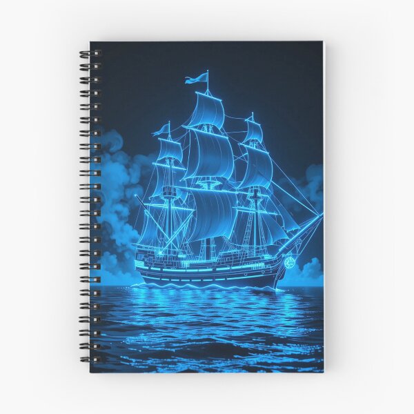 Item preview, Neon Ghostship – A Futuristic Vision of Light, Mystery, and Ocean Dreams designed and sold by PixelVibe782.