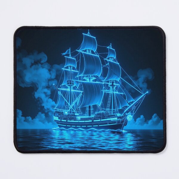 Item preview, Neon Ghostship – A Futuristic Vision of Light, Mystery, and Ocean Dreams designed and sold by PixelVibe782.