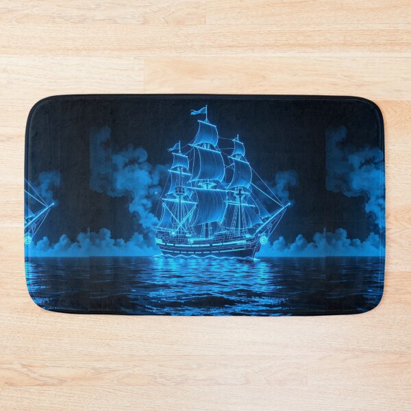 Item preview, Neon Ghostship – A Futuristic Vision of Light, Mystery, and Ocean Dreams designed and sold by PixelVibe782.