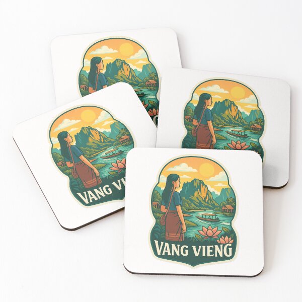 Item preview,  Laotian River Journey in Vang Vieng with Lotus Flowers designed and sold by Places On Earth.