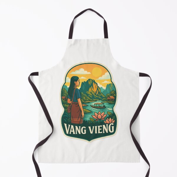 Item preview, Laotian River Journey in Vang Vieng with Lotus Flowers designed and sold by Places On Earth.