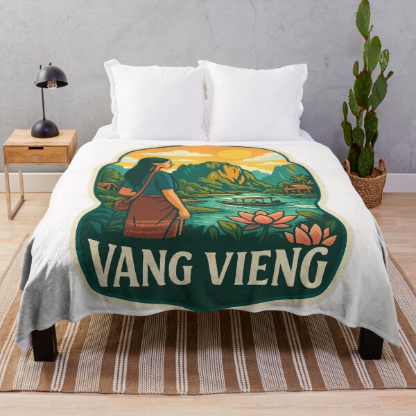 Item preview,  Laotian River Journey in Vang Vieng with Lotus Flowers designed and sold by Places On Earth.