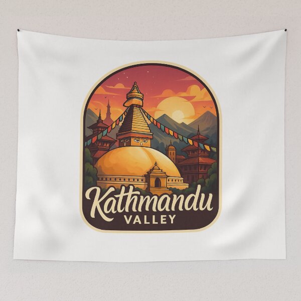 Item preview,  Sunset Over Boudhanath Stupa in the Kathmandu Valley, Nepal designed and sold by Places On Earth.