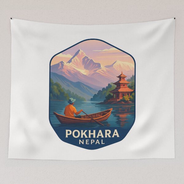 Item preview,  Tranquil Waters of Phewa Lake with Annapurna Range, Pokhara, Nepal designed and sold by Places On Earth.