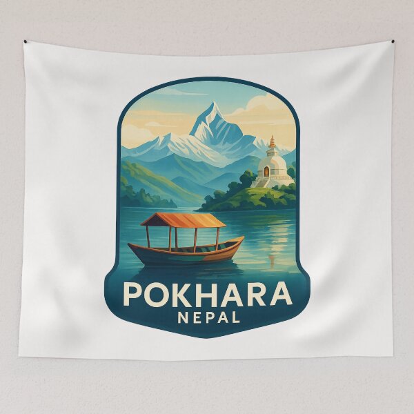 Item preview,  Phewa Lake and World Peace Pagoda in Pokhara, Nepal designed and sold by Places On Earth.