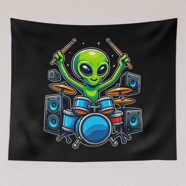 Item preview, Funny Alien Playing Drums Space Music Lover Drum designed and sold by JessicaMarque.