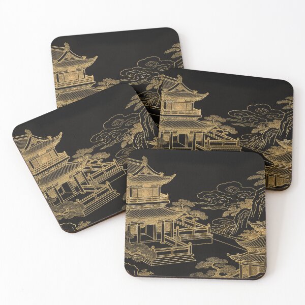 Item preview, Majestic Golden Pavilions in Serene Night Garden designed and sold by zzz888.