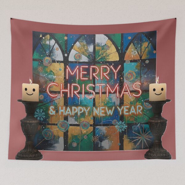 Item preview, Colorful Merry Christmas & Happy New Year Neon Art with Candles designed and sold by DroolWorthyUS.
