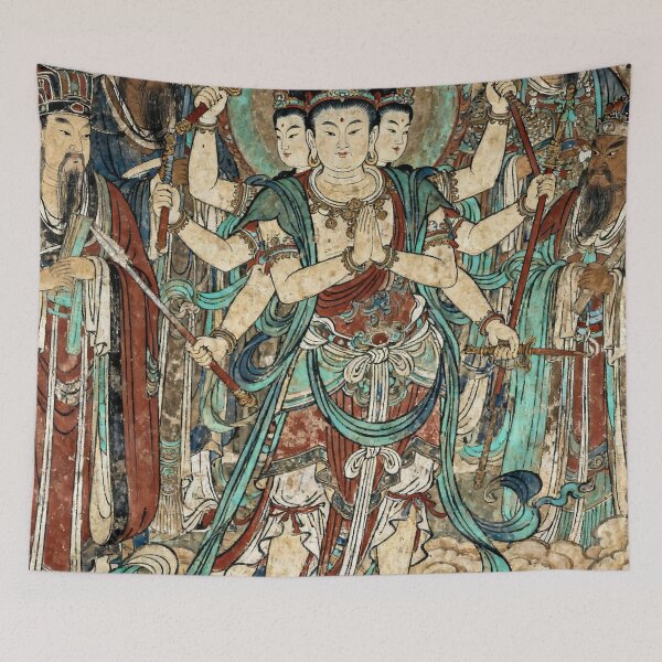 Item preview, Majestic Three-Headed Six-Armed Nezha Mural Art designed and sold by zzz888.