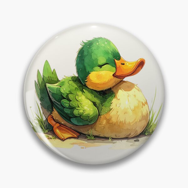 Item preview, A green duckling in watercolor style sunbathing designed and sold by LiskoDesign.