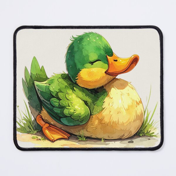Item preview, A green duckling in watercolor style sunbathing designed and sold by LiskoDesign.